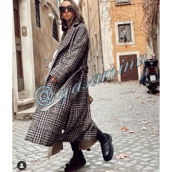Zara Oversized Houndstooth Coat - Picture 3 of 16